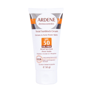 کرم ضد آفتاب بی رنگ SPF50 آردن مناسب پوست چرب و مستعد آکنه 50 گرم